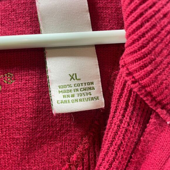 Vintage Orvis Sweater Mens Extra Large Red Quarter Zip Elbow Patches Waffle Knit - Picture 8 of 12